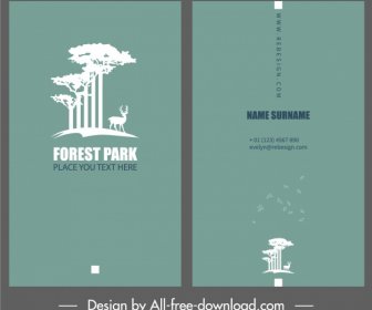 Business Card Template Forest Elements Plain Silhouette Design
