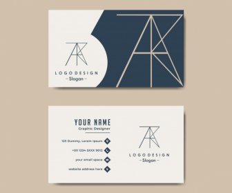 Business Card Template Geometric Logotype Plain Classic