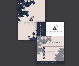 Business Card Template Geometric Polygonal Decor Vertical Design