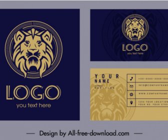Templat Kartu Nama Singa Logotipe Dekorasi Desain Klasik
