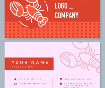 Business Card Template Lobster Sketch Flat Handdrawn Design
