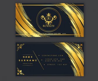 визитная карточка шаблон роскошный черный золотой королевский декор