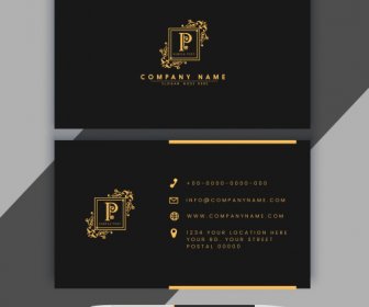 Business Card Template Luxury Golden Black Royal Design