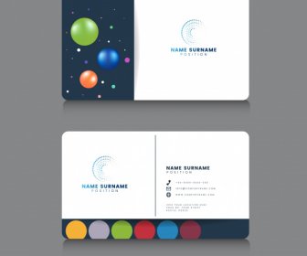 Business Card Template Modern Colorful Shiny Circles Decor