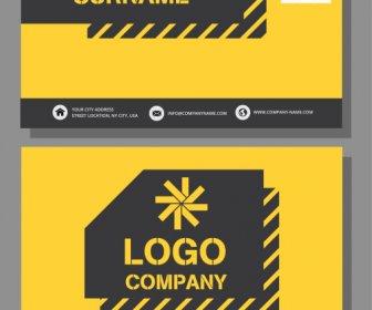 Business Card Template Modern Flat Black Yellow Decor