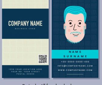 Business Card Template Old Man Sketch Classic Handdrawn