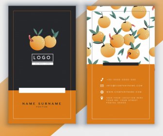 визитная карточка шаблон оранжевый фрукты декор