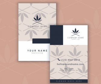Business Card Template Petals Decor Repeating Flat Design