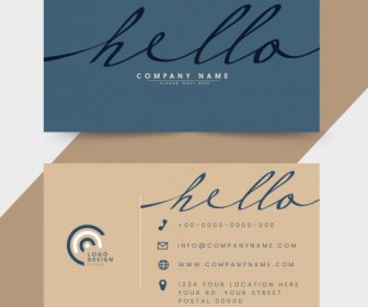 Business Card Template Plain Flat Design Calligraphic Decor