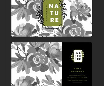 Business Card Template Retro Botanical Decor