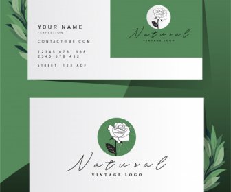 Business Card Template Rose Sketch Classic Handdrawn