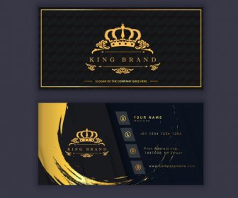 Business Card Template Royal Crown Elegant Dark Decor