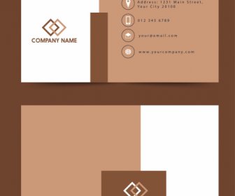 Business Card Template Simple Dark Brown White Decor