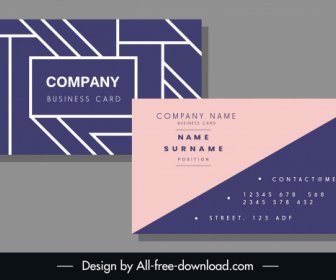 Business Card Template Simple Flat Pink Violet Decor