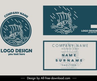 Business Card Template Stormy Sea Logotype Dynamic Handdrawn