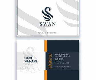 Business Card Template Swan Logo Decor Contrast Design