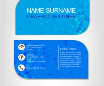 Business Card Template With Modern Blue Background