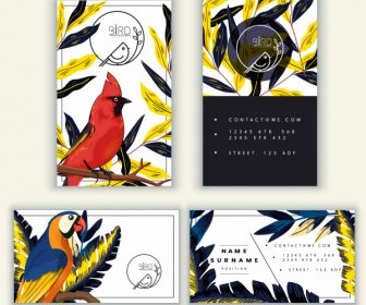 Business Card Templates Birds Leaves Sketch Classic Design