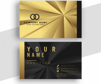 Business Card Templates Black Golden 3d Geometric Rays