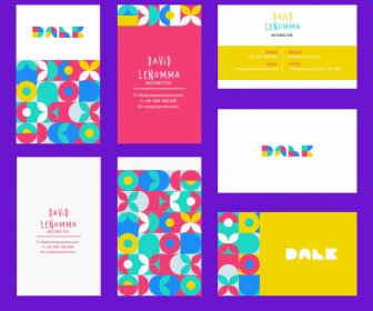Business Card Templates Bright Colorful Flat Abstract Decor