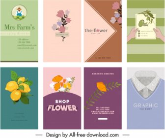 Business Card Templates Collection Colored Flat Classic Sketch