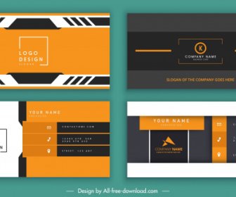Business Card Templates Colored Flat Technology Design
