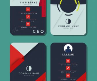 Business Card Templates Colored Flat Vertical Technology Theme