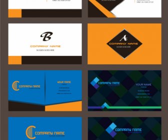 Business Card Templates Colored Modern Flat Decor