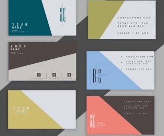 Business Card Templates Colored Plain Classical Simple Decor
