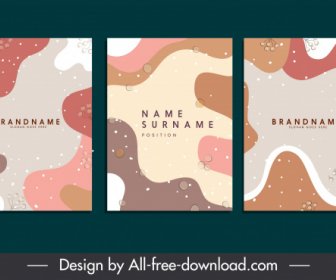 Business Card Templates Colorful Abstract Curves Decor