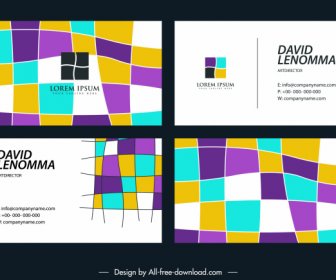 Business Card Templates Colorful Abstract Deformed Squares Sketch