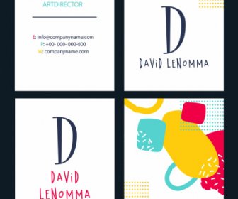 Business Card Templates Colorful Flat Abstract Handdrawn Sketch