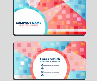 Business Card Templates Colorful Flat Blurred Squares Decor