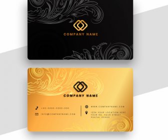 Business Card Templates Contrast Elegance Curves Floral Decor