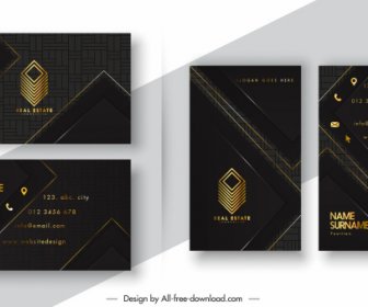 Plantillas De Tarjeta De Visita De Diseño Negro Oscuro 3d Logotipo