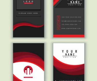 Business Card Templates Dark Red Black Elegant Design