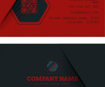 templat kartu bisnis logo geometris hitam merah gelap