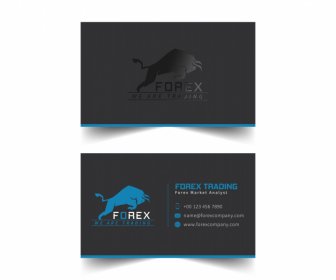 Business Card Templates Dark Silhouette Buffalo Logotype Decor