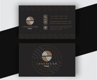 Business Card Templates Elegant Dark Black Circles Logotype