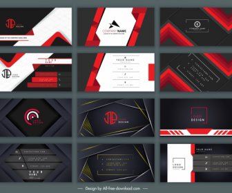 Business Card Templates Elegant Dark Black Red Decor