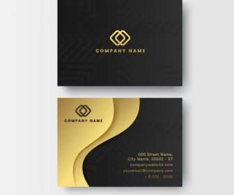 Business Card Templates Elegant Dark Design Curves Plain