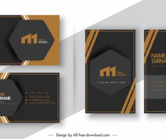 Business Card Templates Elegant Dark Design Geometric Tag