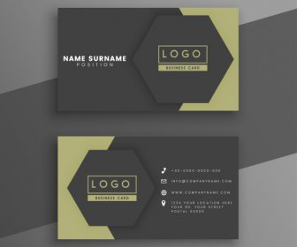Business Card Templates Elegant Dark Design Hexagonal Decor