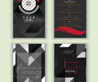 Business Card Templates Elegant Dark Geometric Decor