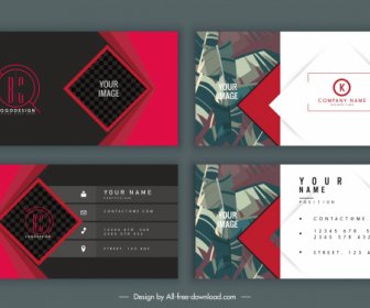 Business Card Templates Elegant Design Leaves Geometric Decor
