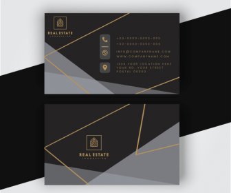Business Card Templates Elegant Luxury Dark Geometric Decor