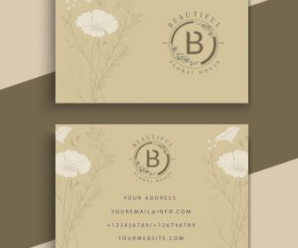 Business Card Templates Elegant Petals Decor Dark Classic