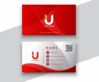 Business Card Templates Elegant Red White Decor