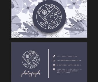 Business Card Templates Fish Logotype Classic Floral Decor