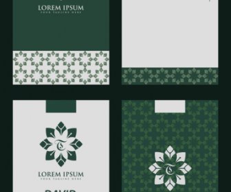 Business Card Templates Floral Decor Flat Dark Design